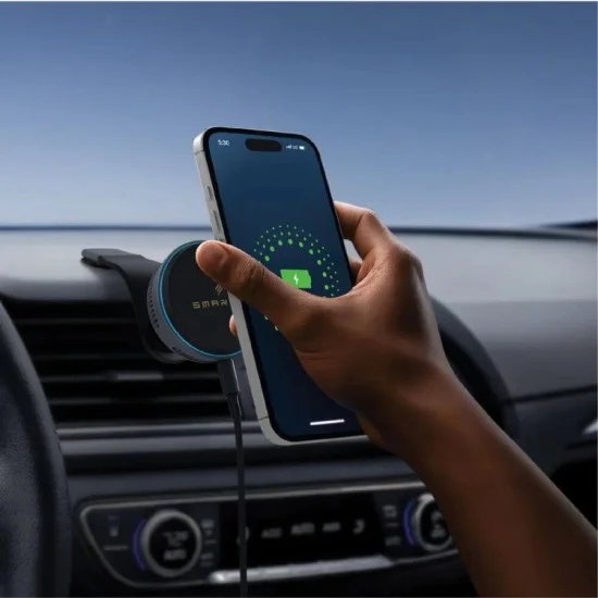 Smartix AirDuo Qi2 25W Car + Desktop Wireless Charging Holder - Black